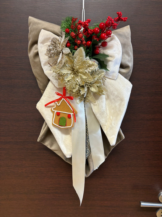 Fiocco natalizio retroporta doppio tessuto