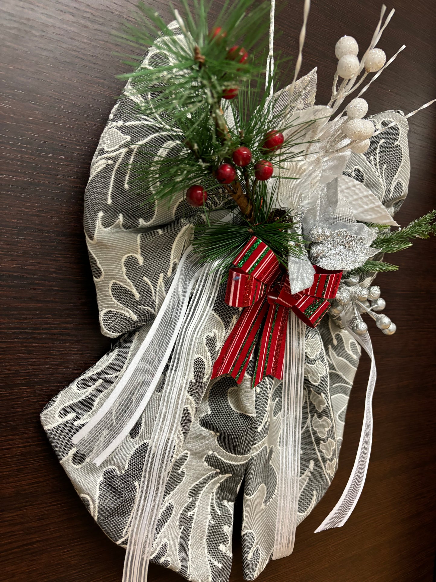 Fiocco natalizio retroporta grigio