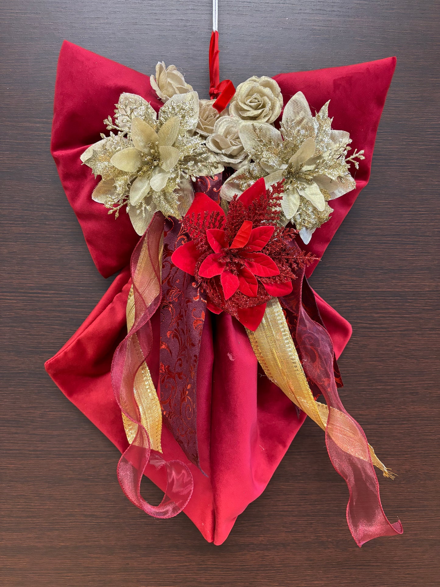 Fiocco natalizio retroporta velluto rosso