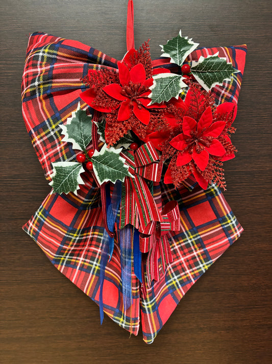Fiocco natalizio retroporta in Tartan rosso