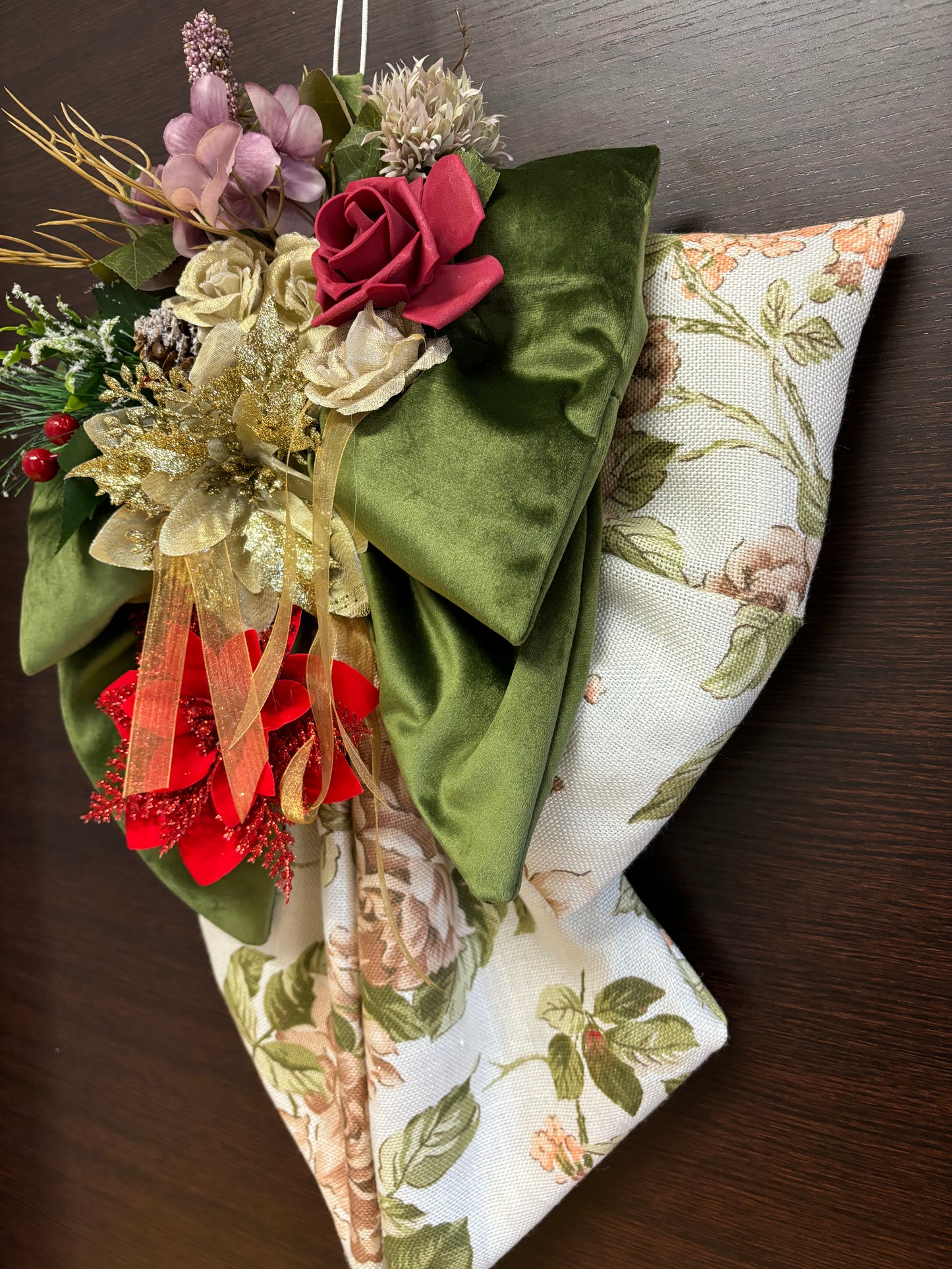 Fiocco natalizio retroporta velluto verde