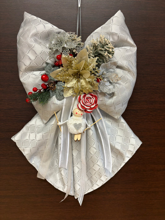 Fiocco natalizio retroporta argento