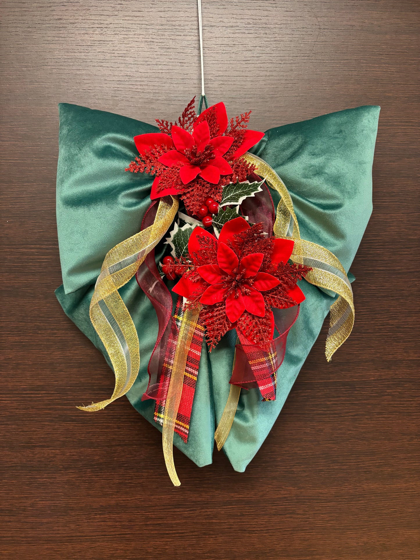 Fiocco natalizio retroporta in velluto verde