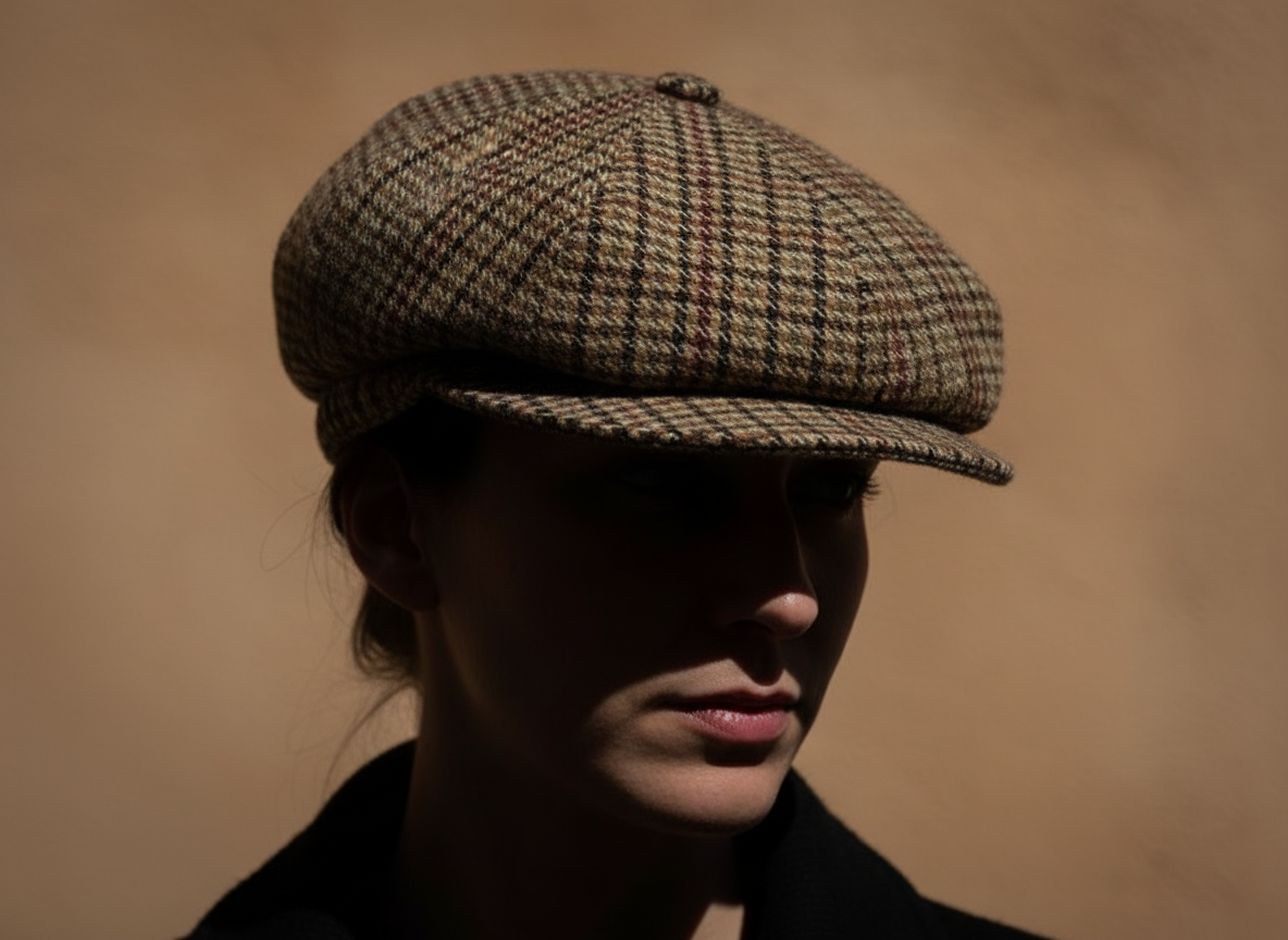 Coppola Modello 'Meusa' in Lana Pied De Poule Marrone