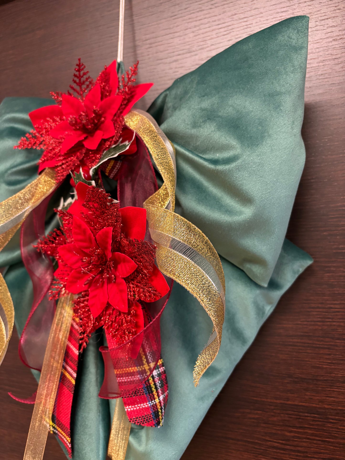 Fiocco natalizio retroporta in velluto verde