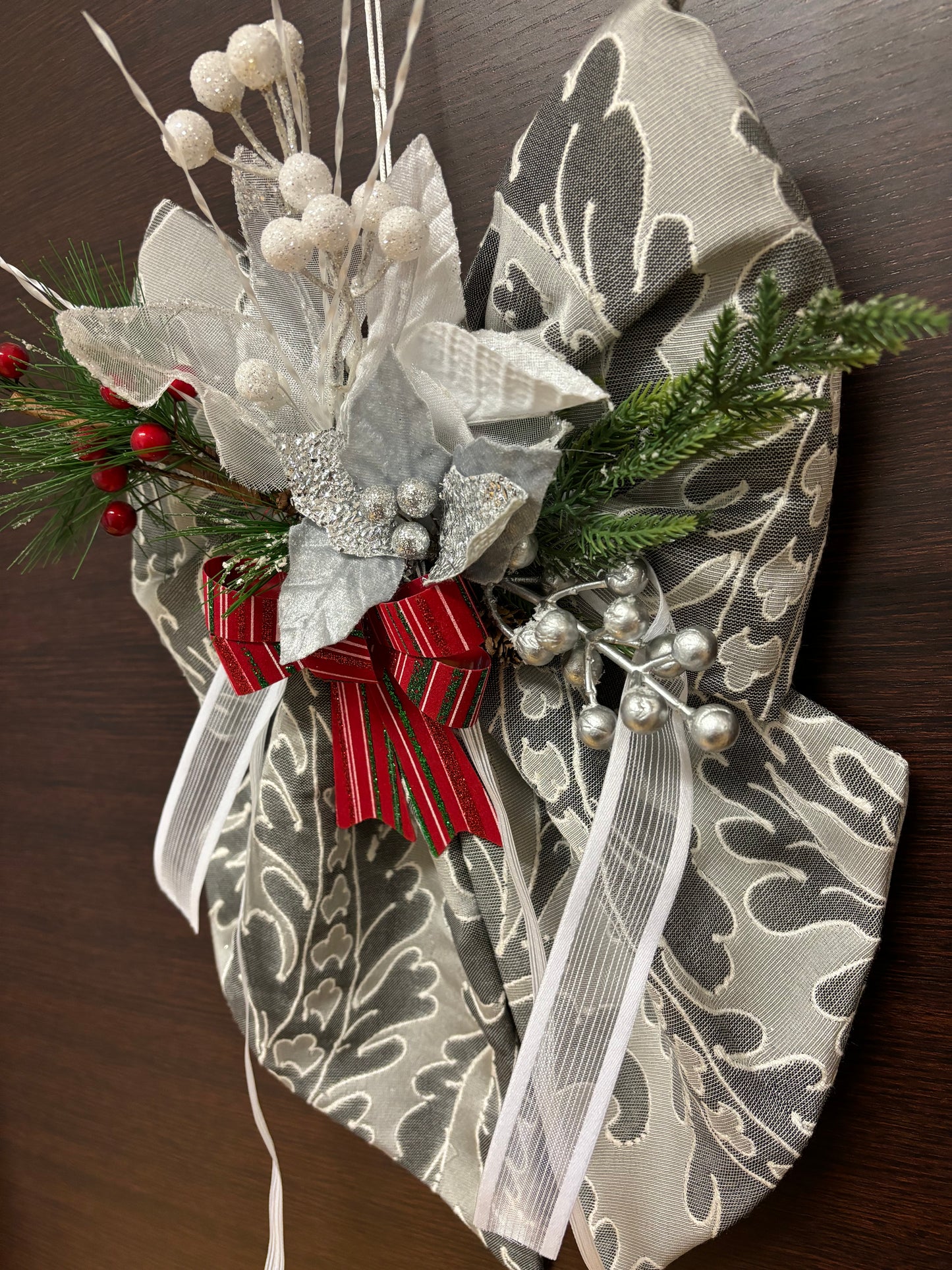 Fiocco natalizio retroporta grigio