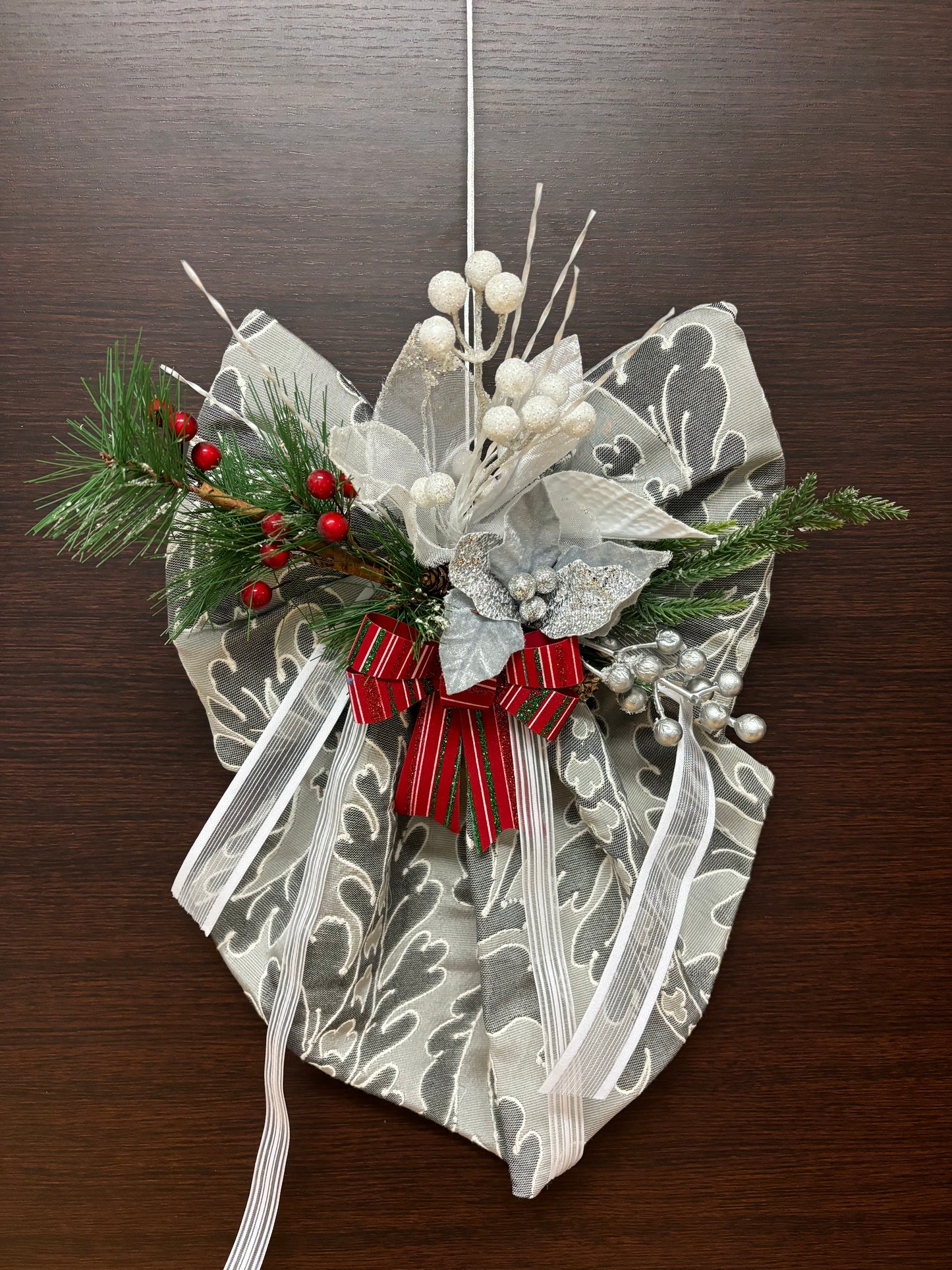 Fiocco natalizio retroporta grigio