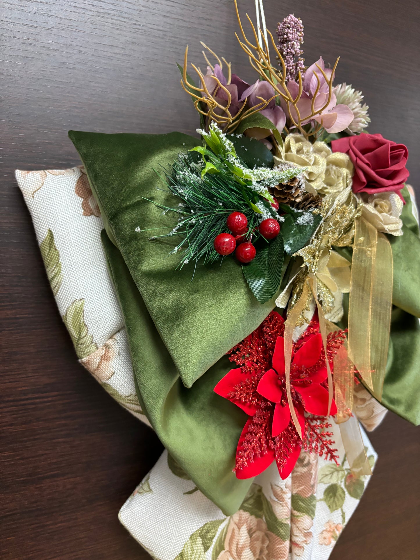 Fiocco natalizio retroporta velluto verde