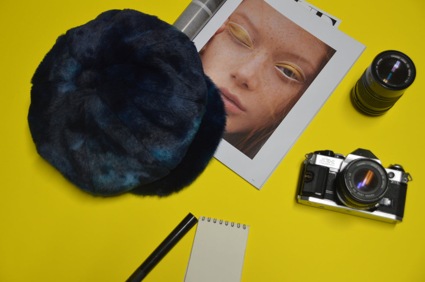 'Meusa' model flat cap in eco-fur