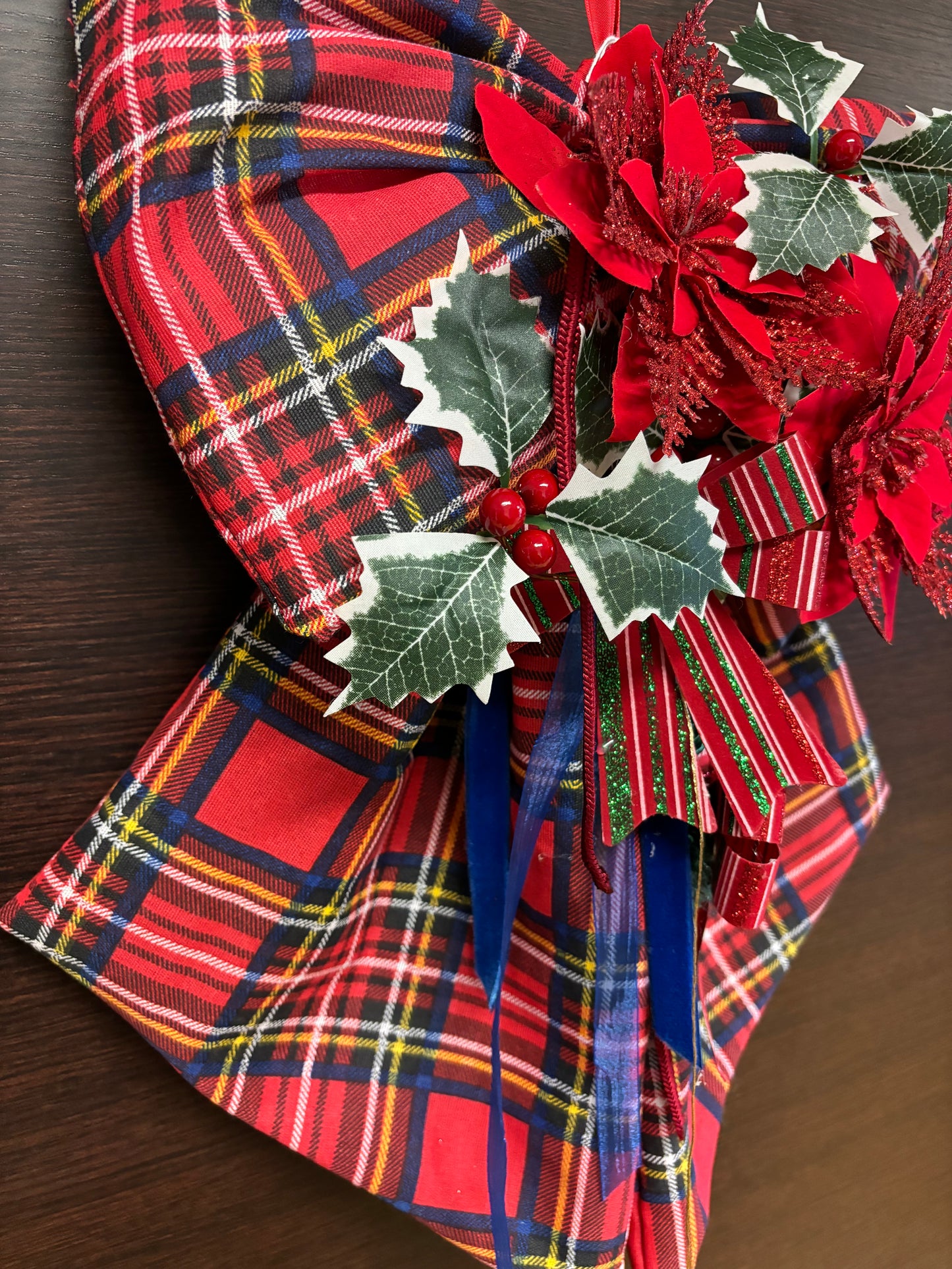 Fiocco natalizio retroporta in Tartan rosso