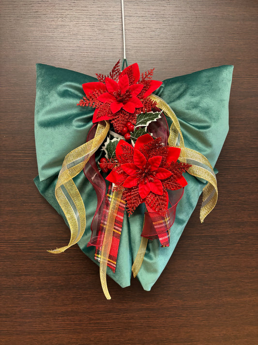 Fiocco natalizio retroporta in velluto verde