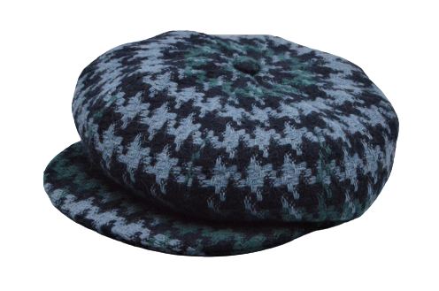 Wool cap with houndstooth pattern