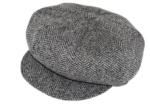 'Meusa' model flat cap in herringbone wool