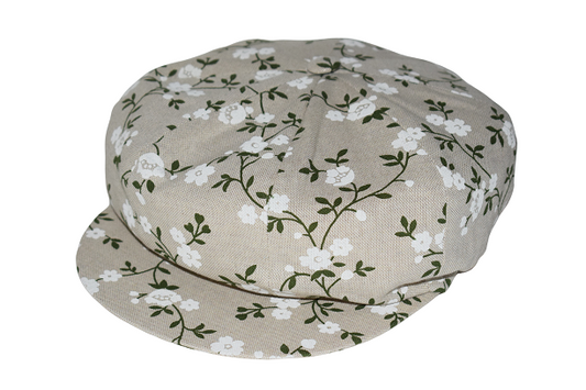Flower patterned linen flat cap