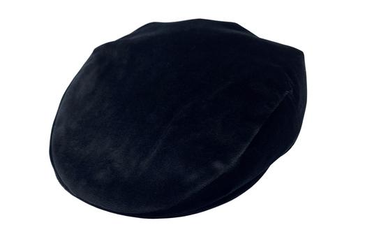 ''Pirandello'' Flat Cap in Smooth Black Velvet
