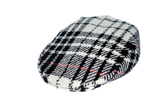 'Pirandello' flat cap in Black and White Check Wool