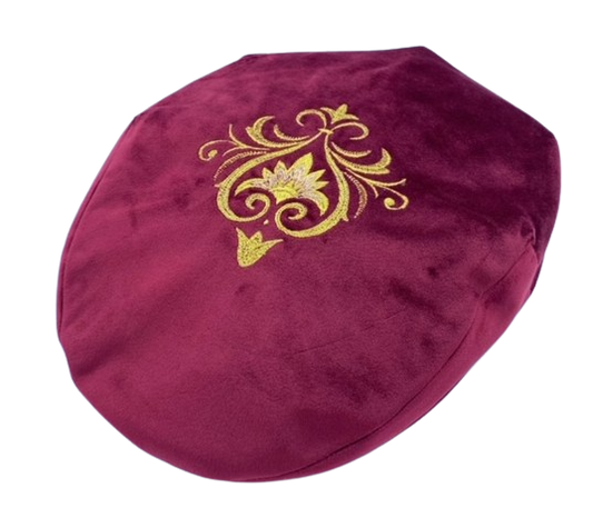 PR00530FV-Coppola Modello 'Pirandello' Velluto Bordeaux con Ricamo Fiore