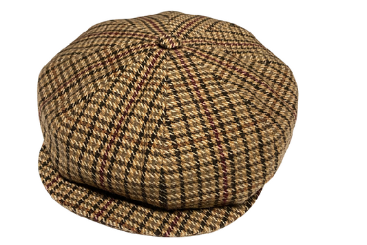'Meusa' model flat cap in houndstooth wool