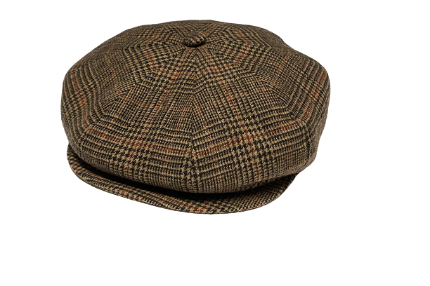 M5351001 - 'Meusa' model cap in brown Prince of Wales wool