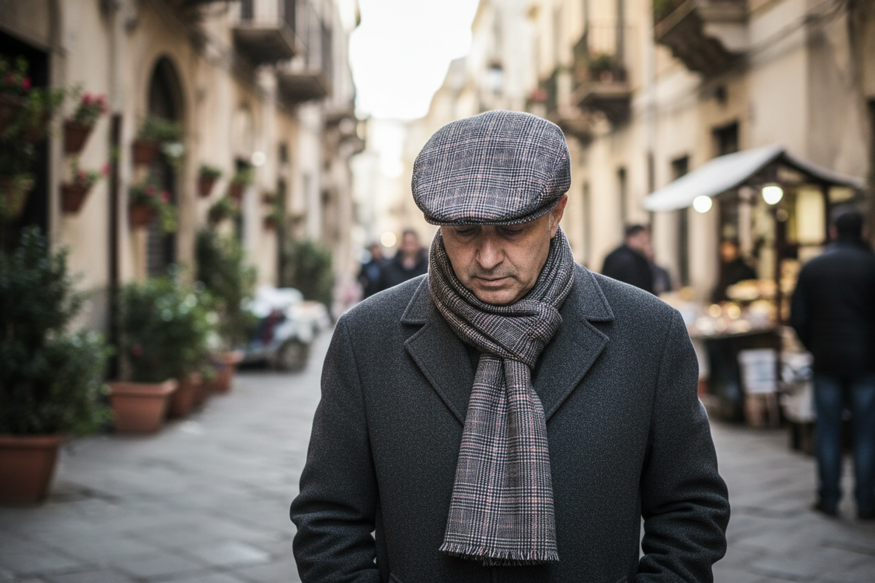 Set Coppola 'Pirandello' e Sciarpa Principe di Galles Grigio