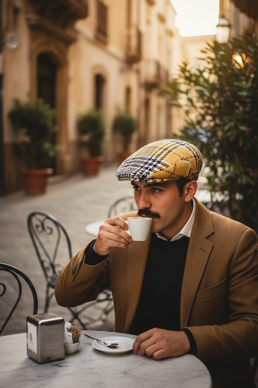 Coppola modelo ''Pirandello'' Lana cuadros amarillo ocre