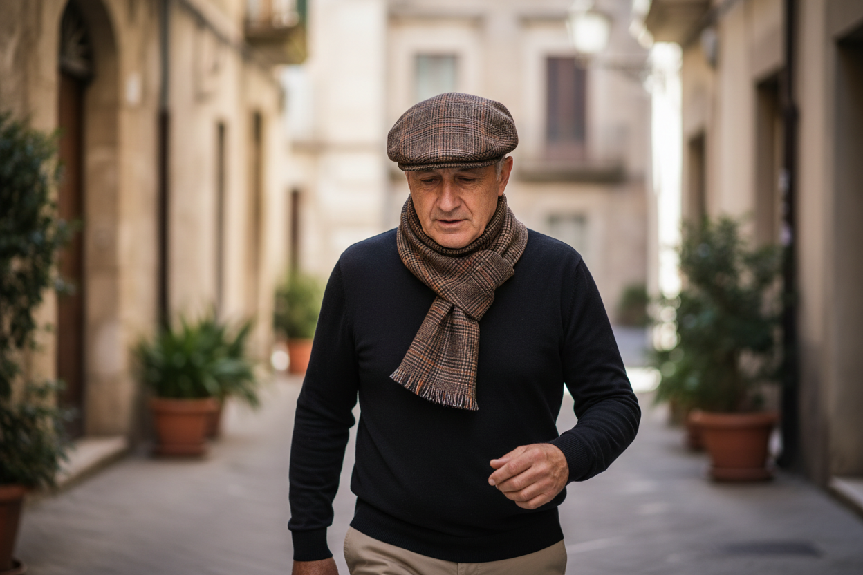 Set Coppola 'Pirandello' e Sciarpa Principe di Galles Marrone