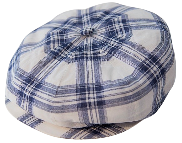 'Meusa' model flat cap in checked linen