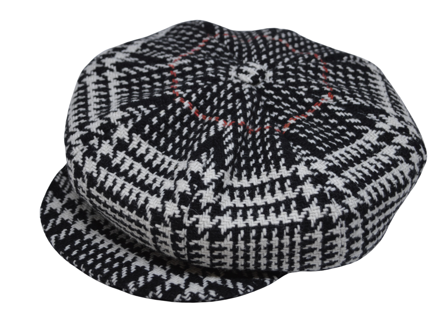 'Meusa' flat cap in Black and White Check Wool